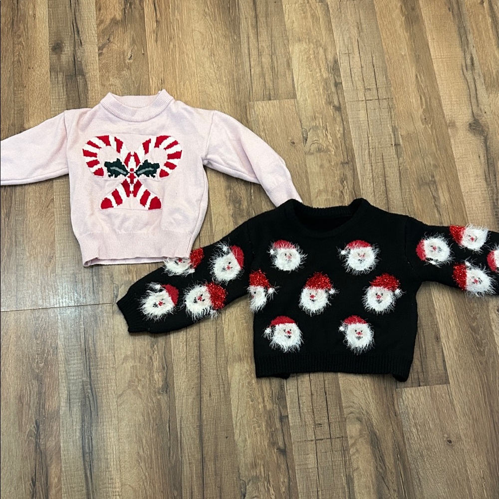 Festive Kids Sweater Set - Pink and Black